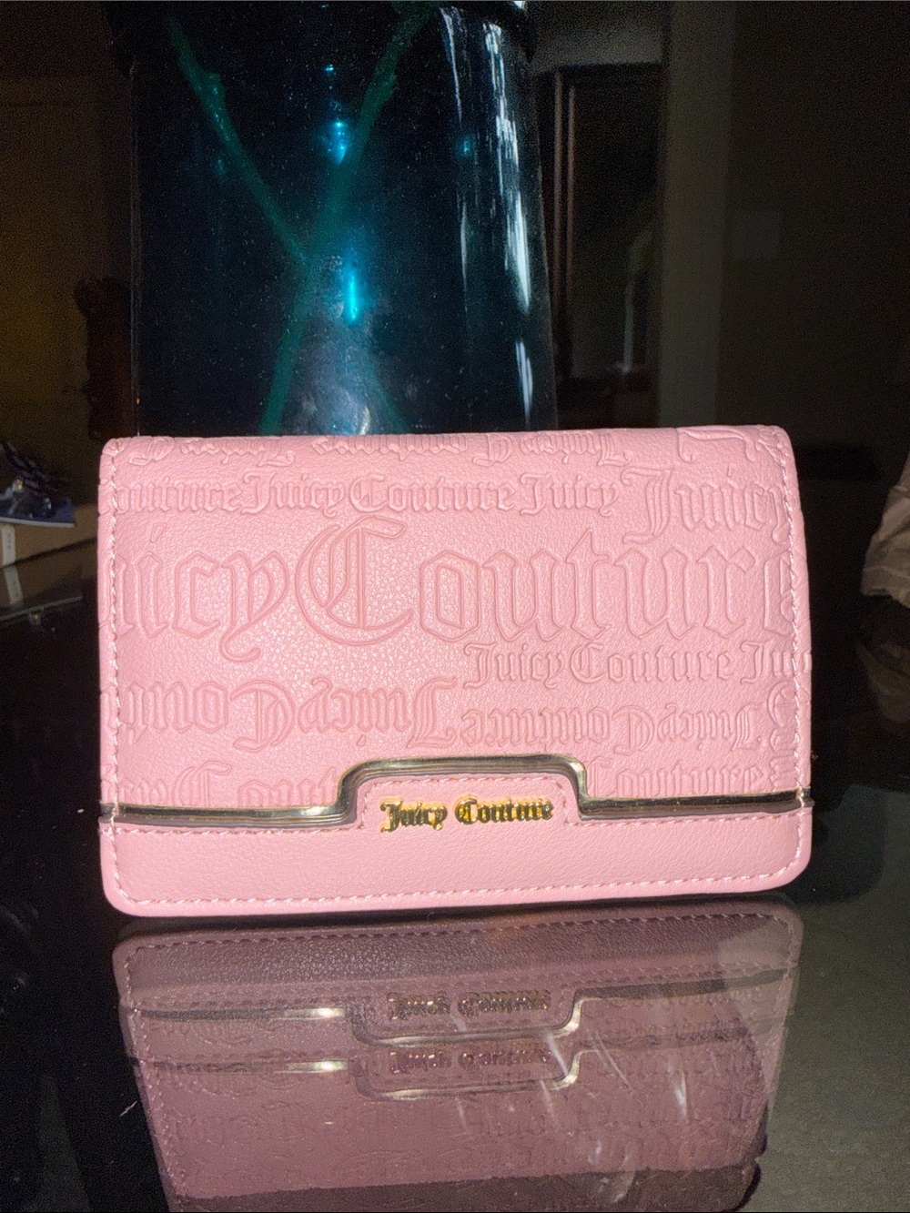 Juicy Couture Pink Embossed Logo Wallet with Gold Accent - NWOT